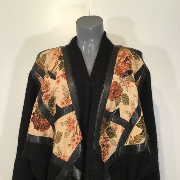 Lazio Boutique Mohair Knit Tapestry Detail Open Front Cardigan SIze L - Picture 2 of 13